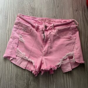 American Eagle Outfitters Pink Distressed Jean Shorts